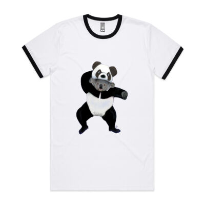 Koala in a Panda Suit on men's ringer tee. Thumbnail