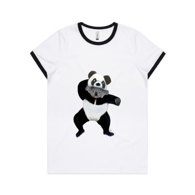 Koala in a Panda Suit on a women's retro ringer tee Thumbnail